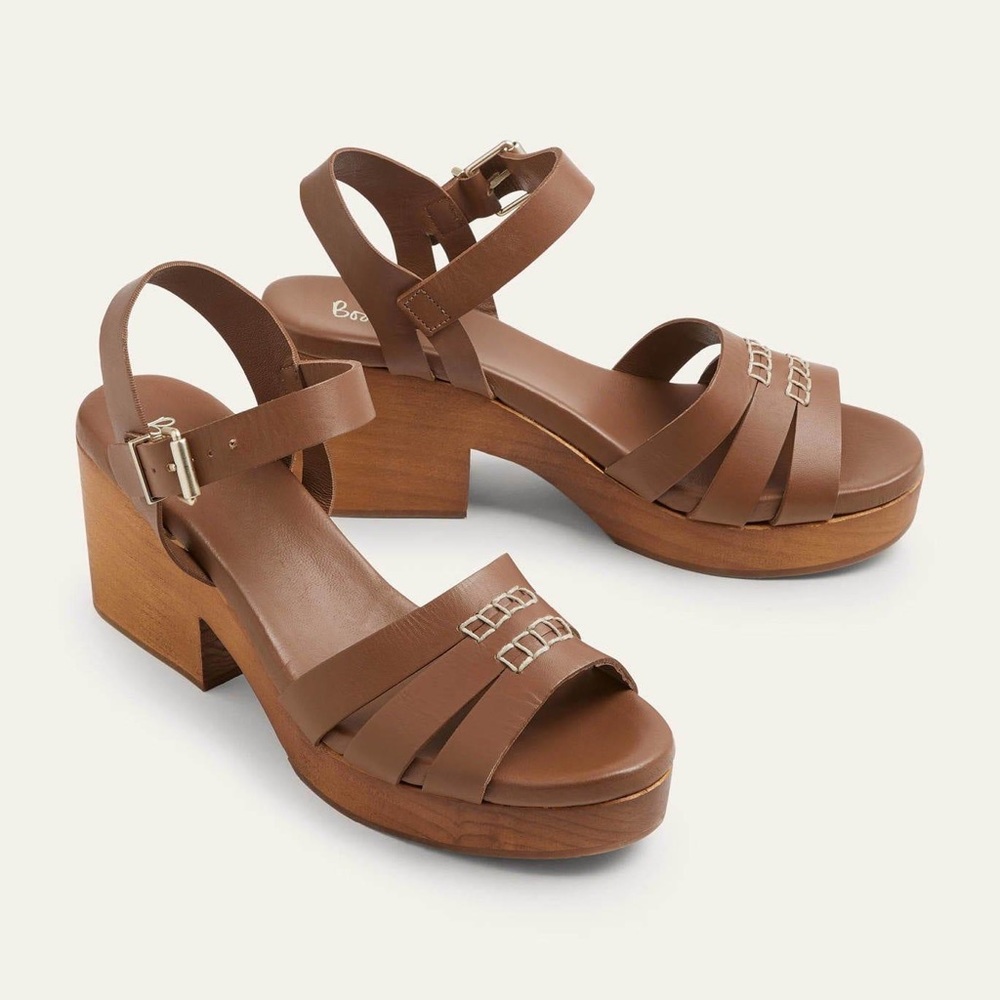 Boden brown heeled platform sandals clogs 37